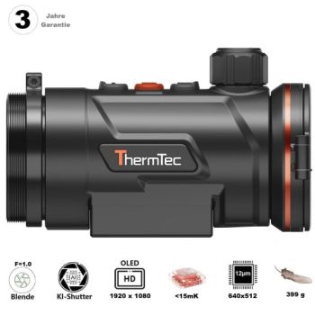 Hunt 650 Pro innovatives Wärmebild-Vorsatzgerät von ThermTec / NETD  15mK / Austauschbarer Akku / HD-OLED mit 4,5 µm